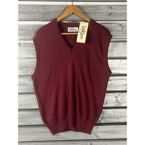 Vintage 80s Jantzen Sweater Vest Mens M Red V Neck Acrylic Deadstock NWT mod